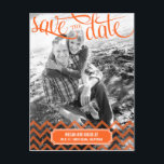 Funky Couple Save The Date Postcard - Orange<br><div class="desc">This chic and modern postcard stylishly requests your guests to save the date. Matching stamp and address labels available at berryberrysweet.com</div>