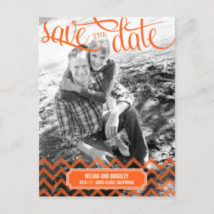 Funky Couple Save The Date Postcard - Orange
