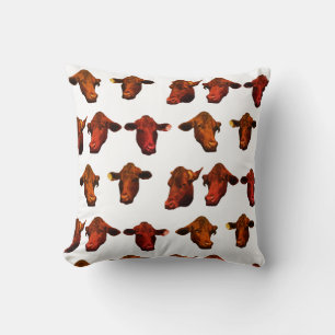 Funky Cows Heads Throw Pillow Cushion