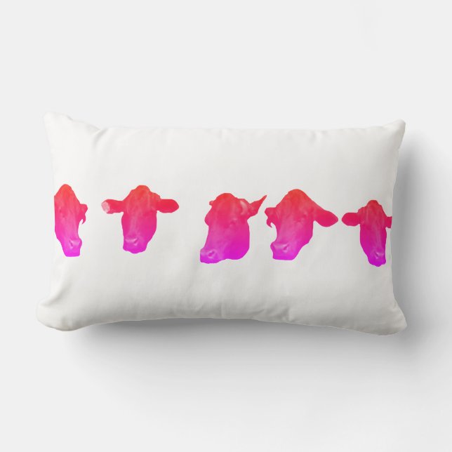 Funky Cows Heads Throw Pillow Cushion (Front)
