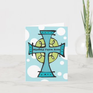 Funky Cross Aqua and Lime Note Card