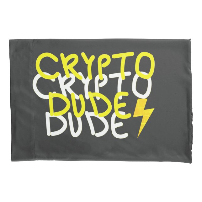 Funky Crypto Dude Energy Power Sign Pillowcase (Front)