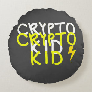 Funky Crypto Kid Energy Power Sign Round Cushion