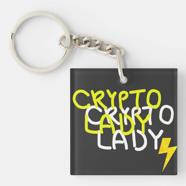 Funky Crypto Lady Energy Power Sign Key Ring (Front)
