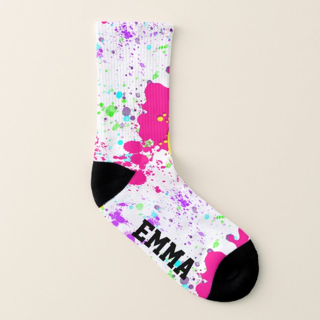 Funky Custom Name Paint Splatter Socks (Left Inside)