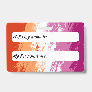 Funky Customisable Abstract Lesbian Pride Flag ID Badge