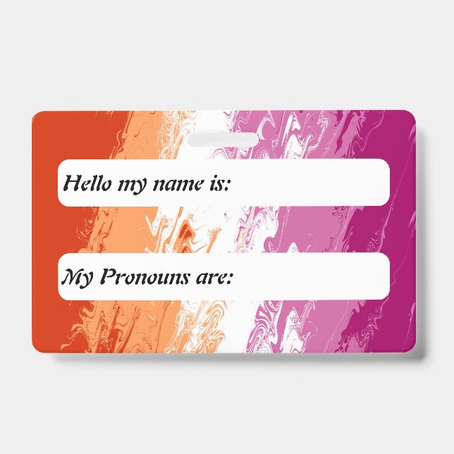 Funky Customisable Abstract Lesbian Pride Flag     ID Badge (Front)