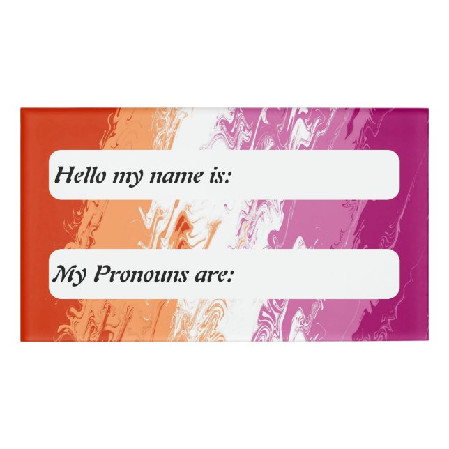 Funky Customisable Abstract Lesbian Pride Flag     Name Tag (Front)
