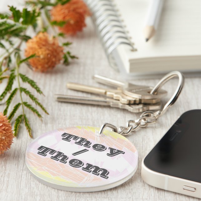 Funky Customisable Pronoun Pangender Pride Flag Key Ring (Front Right)