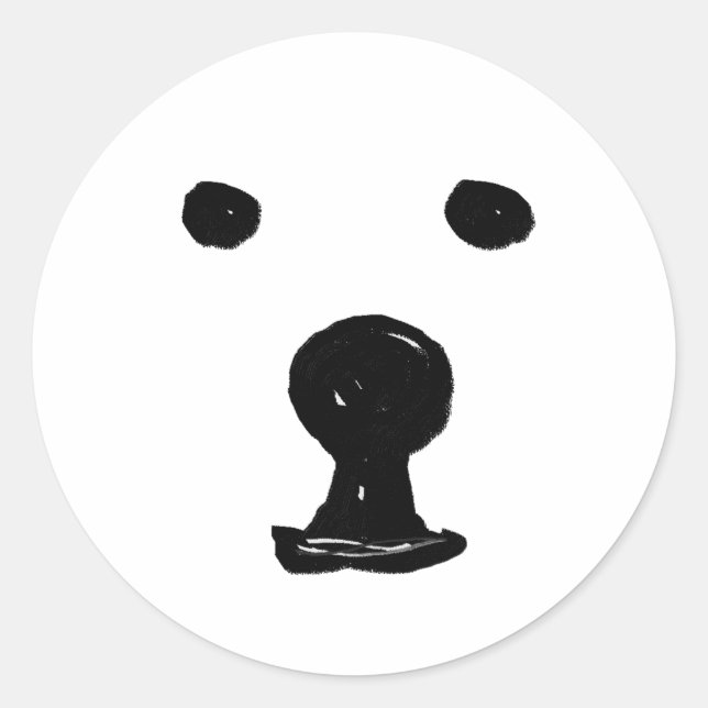 Funky Cute Bear Dog Face Sketch Classic Round Sticker (Front)