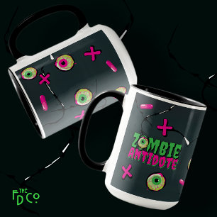 Funky Cute Funny Ghoulish Zombie Antidote Pun Mug