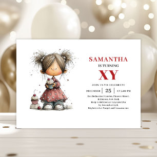Funky Cute Little Girl Playful Birthday Invitation