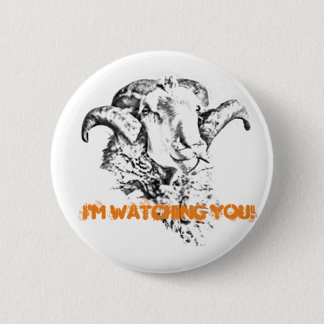 Funky Cute Sheep Ram 6 Cm Round Badge (Front)
