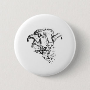 Funky Cute Sheep Ram 6 Cm Round Badge
