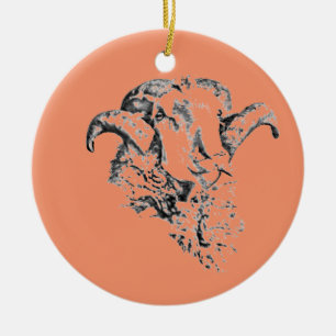 Funky Cute Sheep Ram Ceramic Tree Decoration