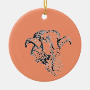 Funky Cute Sheep Ram Ceramic Tree Decoration