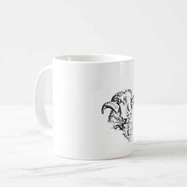 Funky Cute Sheep Ram Coffee Mug (Front Left)