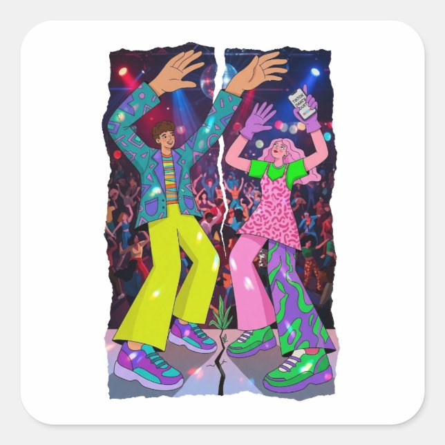 Funky Dance Party Square Sticker (Front)