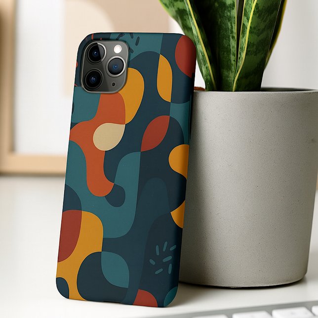 Funky Dark Colours Amorphous Shapes Art Pattern iPhone Case (Creator Uploaded)