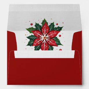 Funky Deep Red and Green Poinsettia  Envelope