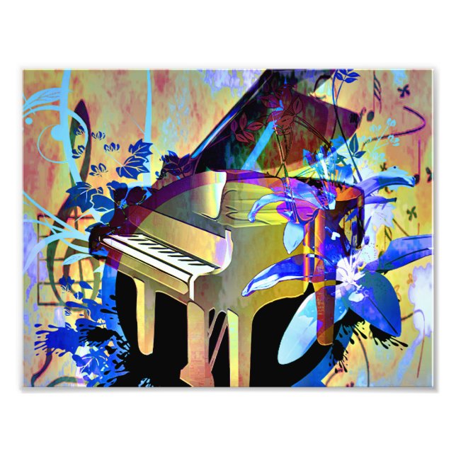 Funky Digitally Coloured Piano Photo Print (Front)