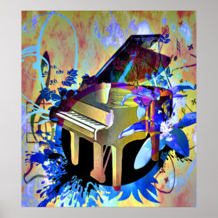 Funky Digitally Coloured Piano Poster