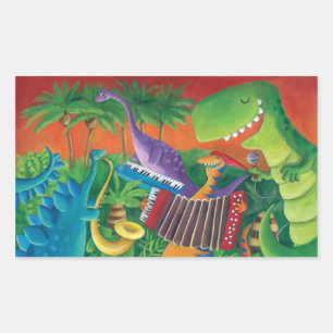 Funky Dinosaur Band Rectangular Sticker