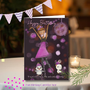Funky Disco Girl Birthday "Egg-straordinary"  Holiday Card