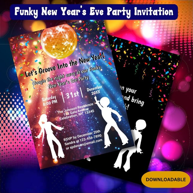 Funky Disco New Yea's Eve Party Invitation (Creator Uploaded)