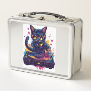Funky DJ Cat � Retro Disco Kitty Party Metal Lunch Box