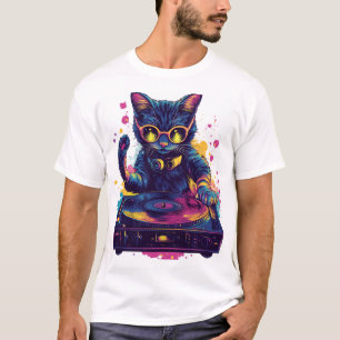 Funky DJ Cat – Retro Disco Kitty Party T-Shirt
