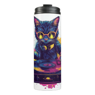 Funky DJ Cat � Retro Disco Kitty Party Thermal Tumbler