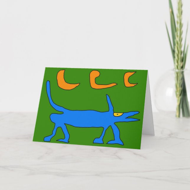 Funky Dog and Three Moons Greeting Card! Card (Front)