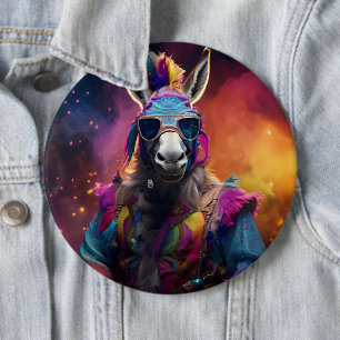 Funky Donkey Blue Glasses 6 Cm Round Badge