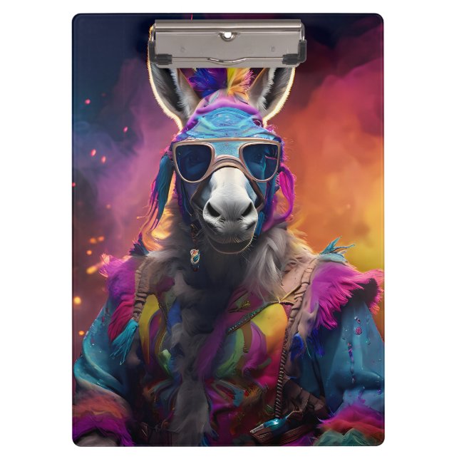 Funky Donkey Blue Glasses  Clipboard (Front)