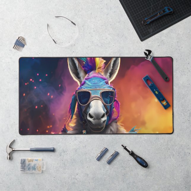 Funky Donkey Blue Glasses  Desk Mat (Workstation)