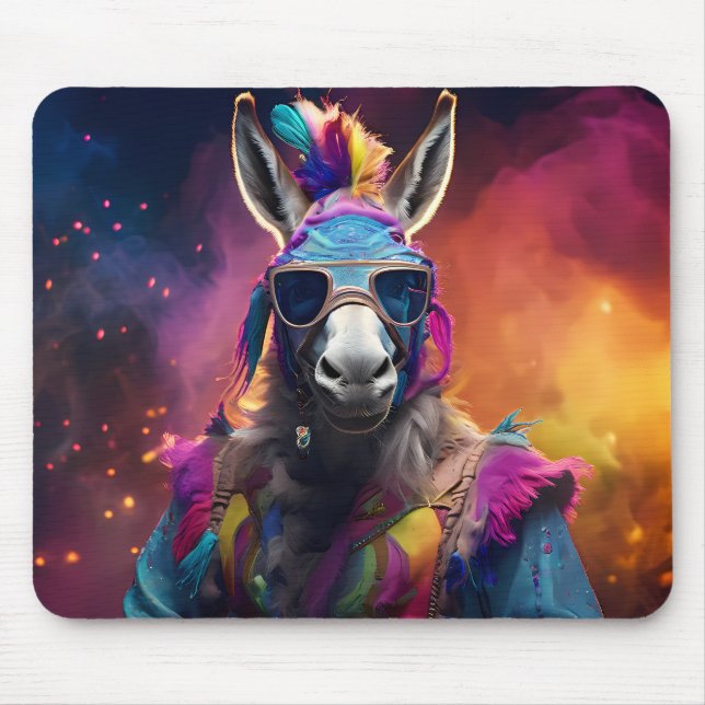 Funky Donkey Blue Glasses  Mouse Pad (Front)