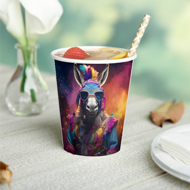 Funky Donkey Blue Glasses  Paper Cups (Insitu)