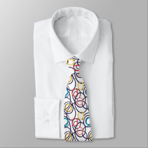 Funky Doodle Circles on White Tie
