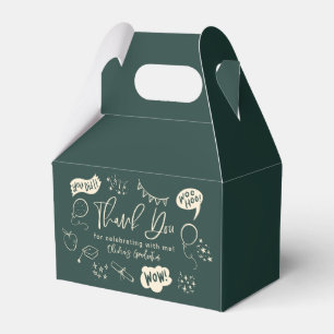Funky Doodle Graduation Party Green Favour Box