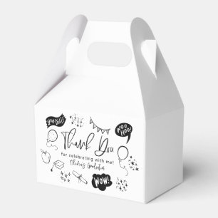 Funky Doodle Graduation Party White Favour Box