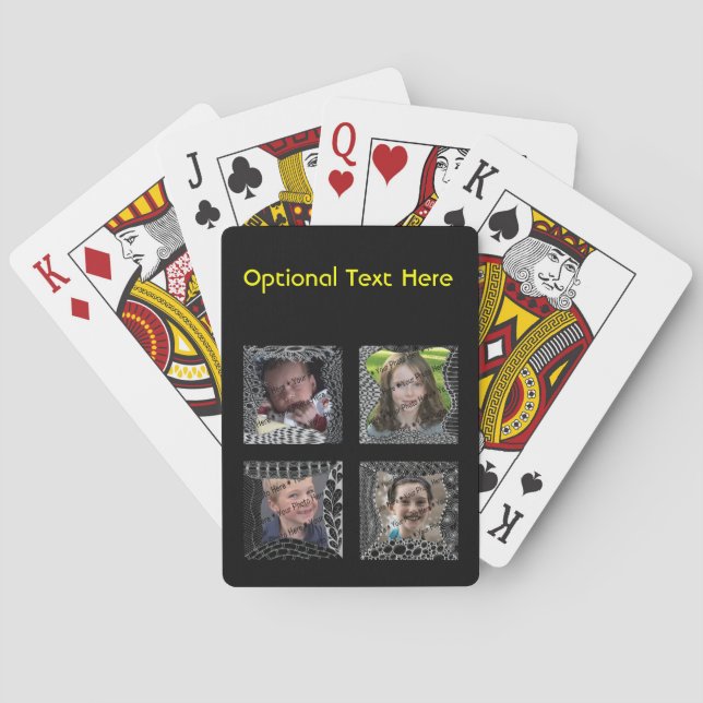 Funky Doodle Picture Frame Collage Playing Cards (Back)
