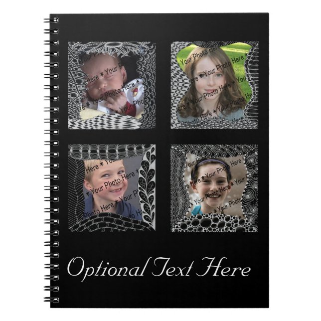 Funky Doodle Picture Frame Collage Spiral Notebook (Front)