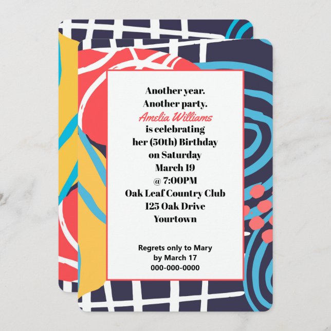 Funky Doodles Birthday Party  Invitation (Front/Back)