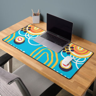 Funky Doodles On Aqua  Desk Mat