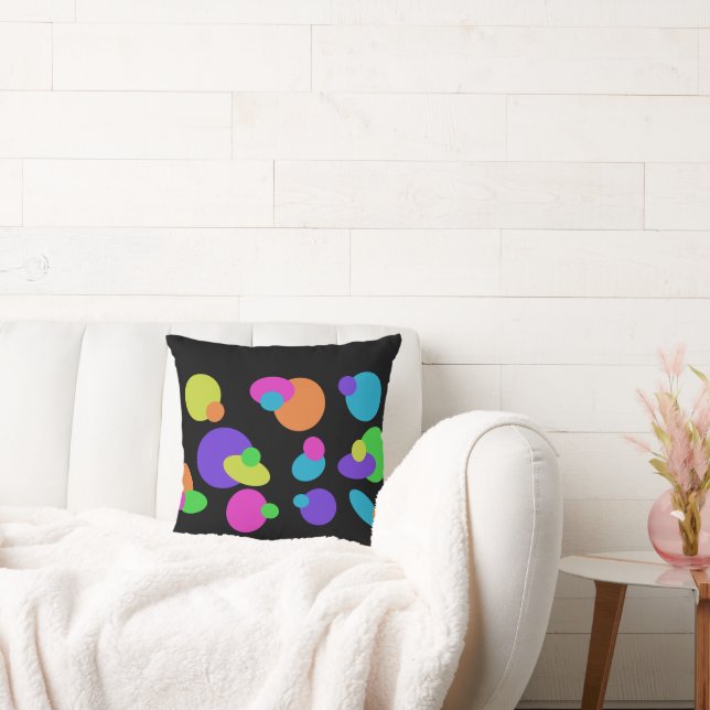 Funky Dot Black Throw Pillow (Couch)