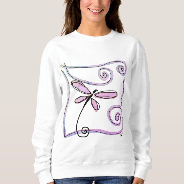 Funky Dragonfly Abstract Wearable Art Sweatshirt (Front)