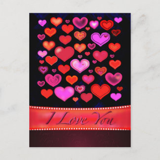 Funky eclectic hearts I LOVE YOU Postcard