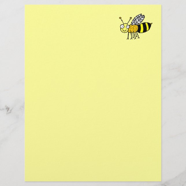 Funky Farm Honey Bee Recycled Letterhead Paper (Front)