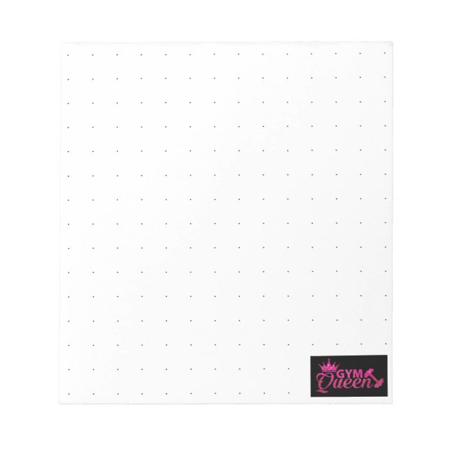 Funky faux hot pink glitter Gym Queen dotted paper Notepad (Front)